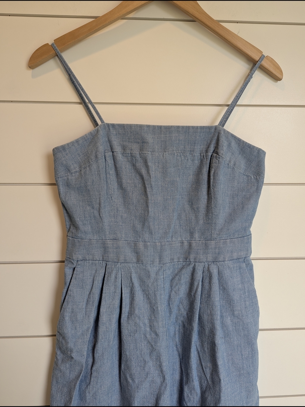 J. Crew 100% Cotton Chambray Denim Overall Jumpsuit Butter Mom Wide Leg Size 4 P - Picture 2 of 12